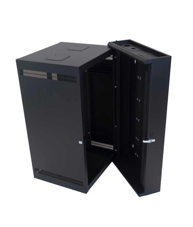 Gabinete de pared abatible, puerta frontal de acrílico de 19" EIA de 12 UR, 25" profundidad (NCS-WRE-12-25NK)