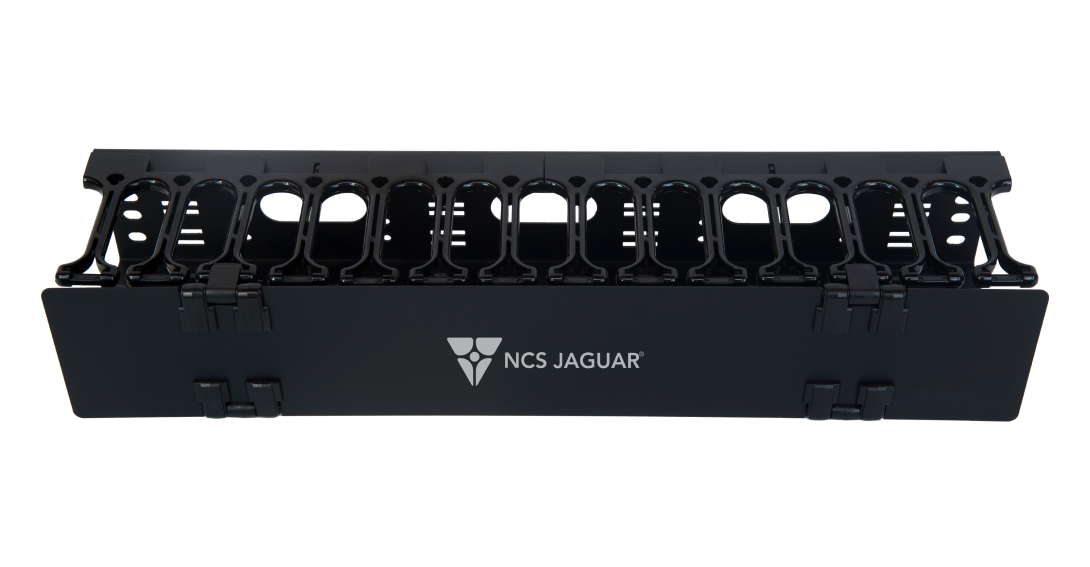 Organizador horizontal frontal con peines de policarbonato de 19" EIA de 2 UR (NCS-HMP-2F)