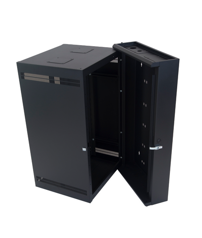 Gabinete de pared abatible, puerta frontal de acrílico de 19" EIA de 20 UR, 17" de profundidad (NCS-WRE-20-17NK)